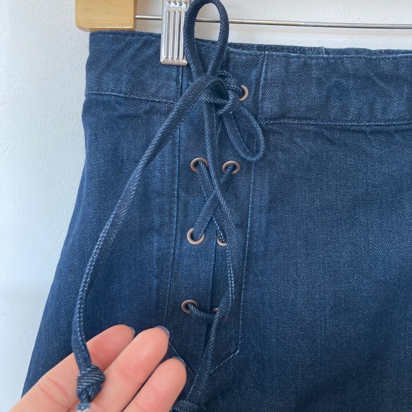 Free People Lace Up Denim Skirt Sz 4 - Picture 4 of 6